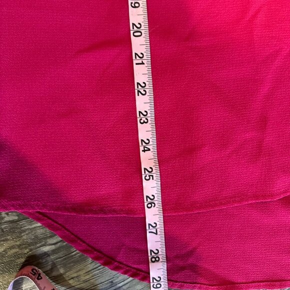 Hot Pink 3/4 Sleeve Women's Blouse Gold Zipper - Picture 6 of 9